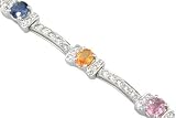 14KT White Gold 3.93cttw. Multi-Sapphire & Diamond Bracelet