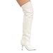 Legend 4 Inch ll-On Thigh Boot w/ Elasticated Gusset White Leather Pleaser