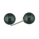 14K Gold 6.5-7mm Akoya Cultured Pearl Stud Earrings- Black