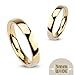 3MM Stainless Steel Yellow Gold Plated High Polished Comfort-Fit Traditional Dome Wedding Ring -Crazy2Shop