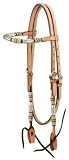 Browband Headstall W/Braided Rawhide & Silver Barrels