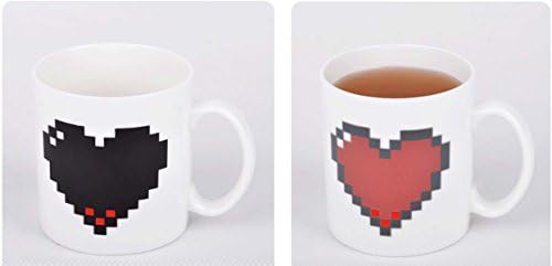 Goodaa MUG CUP COFFEE TEA MAGIC HEAT SENSITIVE HOT CHANGING CERAMIC (2, Heart Cold Black / Hot Red)