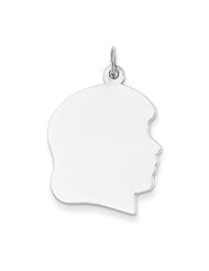 14k White Gold Plain Large Facing Right Engravable Girl Charm Cyber Monday Special