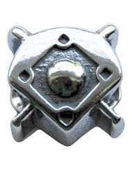 Genuine Zable (TM) Product. 925 Sterling Silver Baseball Diamond Charm. 100% Satisfaction Guaranteed.
