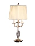 Dale Tiffany MT700859 Dawtry Crystal Table Lamp, Antique Brass and Fabric Shade