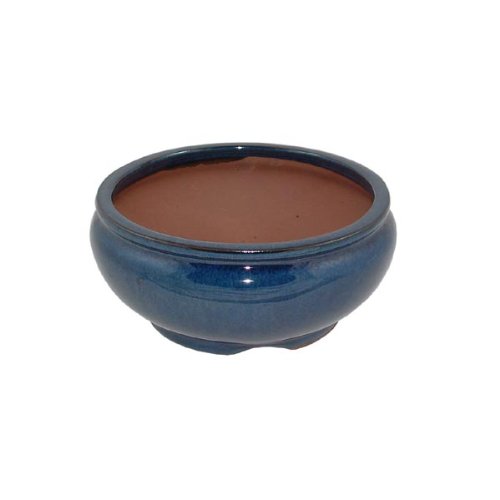 19cm Round Dark Blue Bonsai Pot