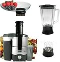 LENTZ Germany Juice King 600 * Centrifugal Juicer for whole fruits * 600 watt, 2 speeds - practical also for tomatoes and bananas * with 3 accessories : 1x Top ES MultiMix2-wet for meat and fish + 1x ES FT Filler Tray for grapes and berries + 1x Top-ES-BT Blender with 1.5 litre glass jar
