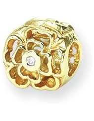 Diamond Flower Charm in Yellow Gold for 3mm Charm Bracelets
