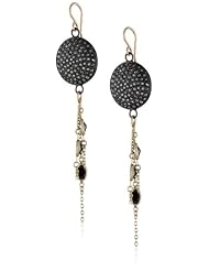 Devon Leigh Hematite Diamond Illusion and Black Cubic Zirconia Drop Earrings