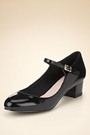 Round Toe Block Heel Patent Buckle Strap Shoes
