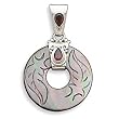 Black Mother of Pearl Donut/Pear Shape Garnet Pendant