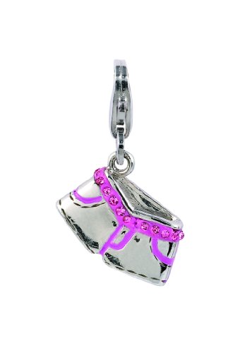 Amore & Baci Charming Life Silver Jeans Shorts with Pink Stones Charm - Fits On Thomas Sabo Giorgio Martello and Ti Sento