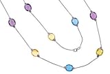 14K White Gold Semi-Precious Gems & Diamond Necklace