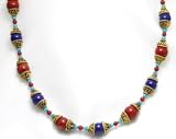 Gemstones Necklaces Lapis, Coral Turquoise Sleeping Beauty and Fine Gold Indian Beads Beaded Necklace 17