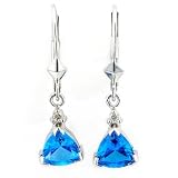 14-Karat White Gold Glacier Blue Topaz and Diamond Triangle Earrings