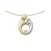 14k Two-Tone Gold Diamond Mother and Child Pendant (.03 ct, H-I Color, SI2-I1 Clarity), 18"