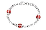 Childrens Sterling Silver Enamel Ladybug Bracelet