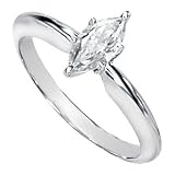 Gorgeous! Women's Polished 14k White-gold Moissanite Marquise 08.00 X 04.00MM=1/2 CT Solitaire Engagement Ring