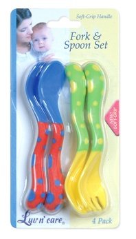 Nuby Toddler Fork & Spoon Set - 4pk - Yellow / Green