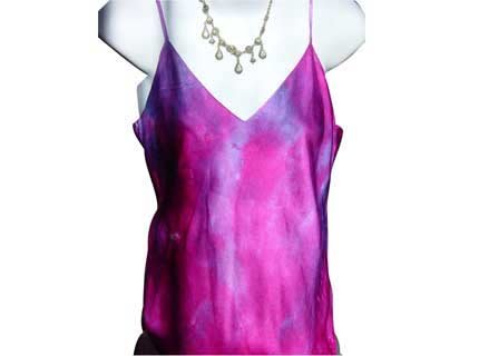 ArtisanStreet's Fuchsia & Purple Hand Painted Silk Camisole. One Of A Kind.