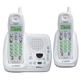 V-Tech 2.4 GHz Two Handset Cordless Phone with ITAD and Caller ID in White [ Model VT2350 ]