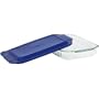 Pyrex Bakeware Sculptured 9-by-13-Inch Rectangular Baking Dish, Clear with Blue Lid