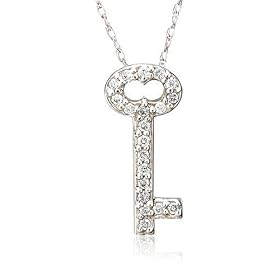 14k White Gold Diamond Key Pendant (.10 cttw, J Color, I2 Clarity), 18