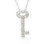 14k White Gold Diamond Key Pendant (.10 cttw, J Color, I2 Clarity), 18"