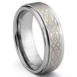6mm Men's or Ladies Tungsten Carbide Ring Wedding Band with Laser Engraved Celtic Knot Design