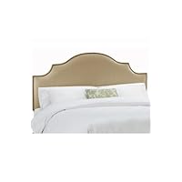 Notched Headboard With Nailhead Trim, KING, LINEN SAND Custom Upholstery