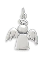 Genuine Elegante (TM) .925 Sterling Silver Polished Angel With Halo Charm Pendant - 24 x 20 mm. 100% Satisfaction Guaranteed.