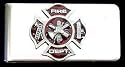Sculpted Pewter Moneyclip - Fire Fighter Cross - Sculpted Pewter Money Clip/Card Holder