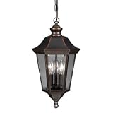 Olde Copper Outdoor hanging Pendant, beveled glass