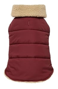 Fab Dog Americana Classics Shearling Fleece Lined Dog Jacket, Burgundy, 16
