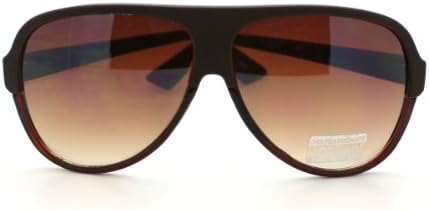 Brown Flat Top Retro Aviator Sunglasses Plastic Tear Drop Frame Unisex Fashion