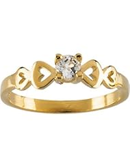 14k Yellow Gold Childrens CZ Hearts Ring 3.25mm - Size 6 - JewelryWeb