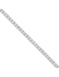Genuine .925 Sterling Silver Diamond Square Link Bracelet 12 Grams . 100% Satisfaction Guaranteed.