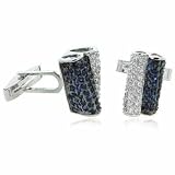 Sterling Silver Blue Cubic Zirconia and Simulated Diamond CZ Stylish Cuff Link Cufflink