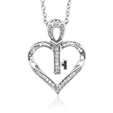 Sterling Silver Key My Heart Diamond Pendant Necklace (HI, I, 0.10 carat)