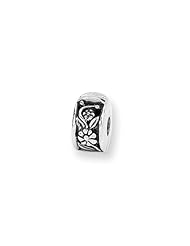 Hinged Floral Clip Charm in Silver for 3mm Charm Bracelets