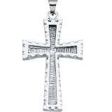 14K White Gold Cross Pendant - 34.0x23.0mm