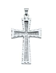 CleverEves 14K White Gold 34.00X23.00 mm Cross Pendant