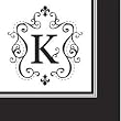Monogram Black & White Cocktail Napkins - K Monogram Black & White Cocktail Napkins - K