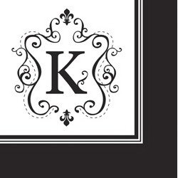 Monogram Black & White Cocktail Napkins - K