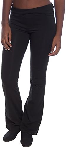 2 Pack Popular Basic Women's Fold Down Waist Yoga Pants Small Black, Black