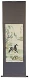 Unique Birthday Gift for Horse Lover - 65" Riverside Stallion Asian / Oriental Wall Art Scroll Painting