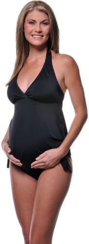 Maternity Women's Retro Halter Tankini - Small Black