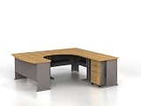 Bush Business Furniture Series A Professional Configuration, Overall 7-Foot by 7-Foot 7-Inch, Right, Light Oak Finish