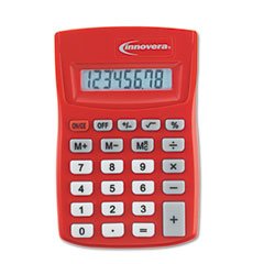 INNOVERA Pocket-Sized 8 Digit Calculator, Red