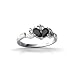 14K White Gold Genuine Pear Black Onyx Celtic Claddagh Ring